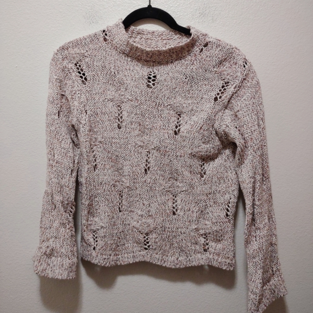 La Vie Rebecca Taylor Blush Pink Distressed Knit Sweater XS